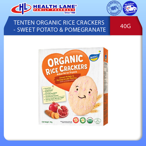 TENTEN ORGANIC RICE CRACKERS - SWEET POTATO & POMEGRANATE 40G
